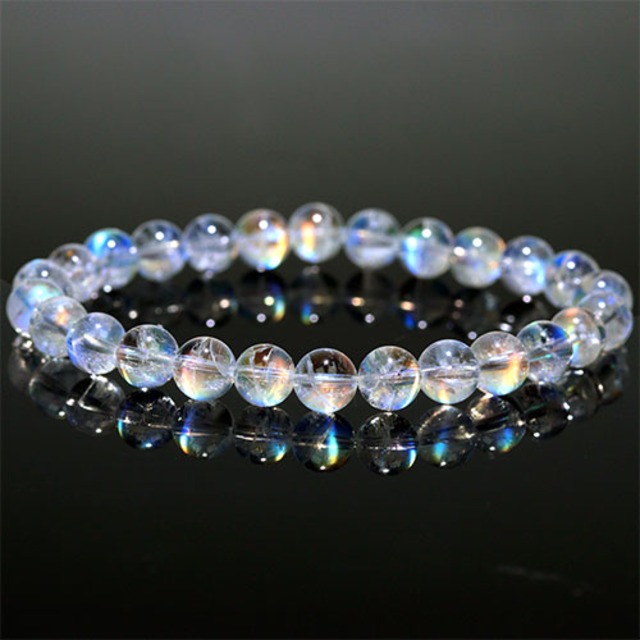 〔K1992-3〕高品質 約6.8mm マダガスカル産 レインボームーンストーン ブレスレット