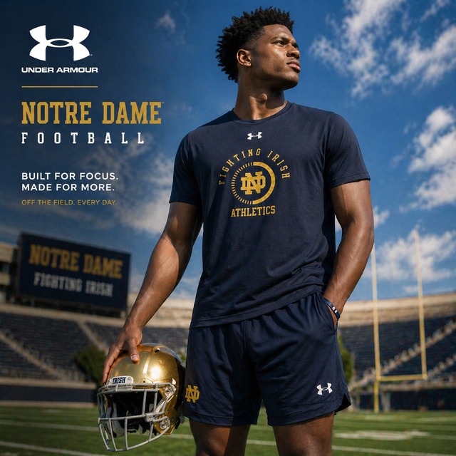 【L】UA アメフト シャツ ノートルダム大学限定モデル Notre Dame Irish Tech ショートスリーブ Tシャツ ダークグレー