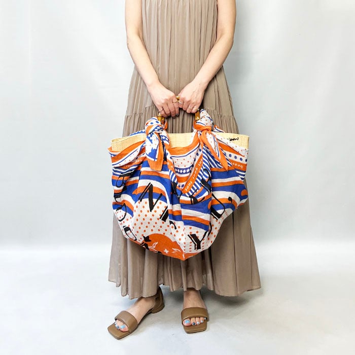 manipuri マニプリ ラフィアシートSMALLバッグ デイジーバンダナ