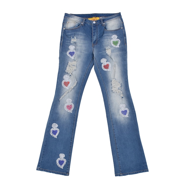 【WHEN SMOKE CLEARS】DISTRESSED NAILHEAD JEANS(MULTI)