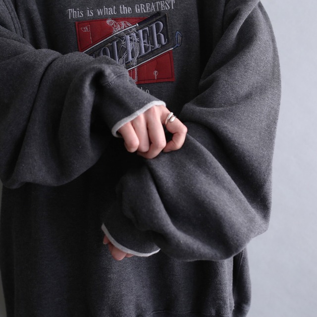 rib line and front patchwork big sweat