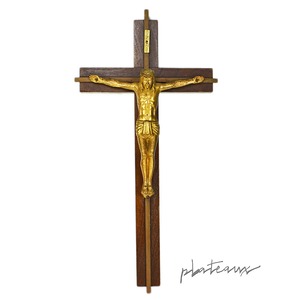 INRI ジーザス クロス メタルと木 壁掛け