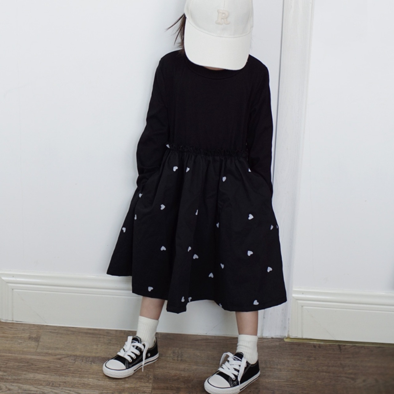 秋ハート柄ニットワンピース