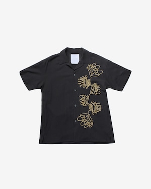 Cord embroidery guayabera Shirt -black <LSD-BC1S3>