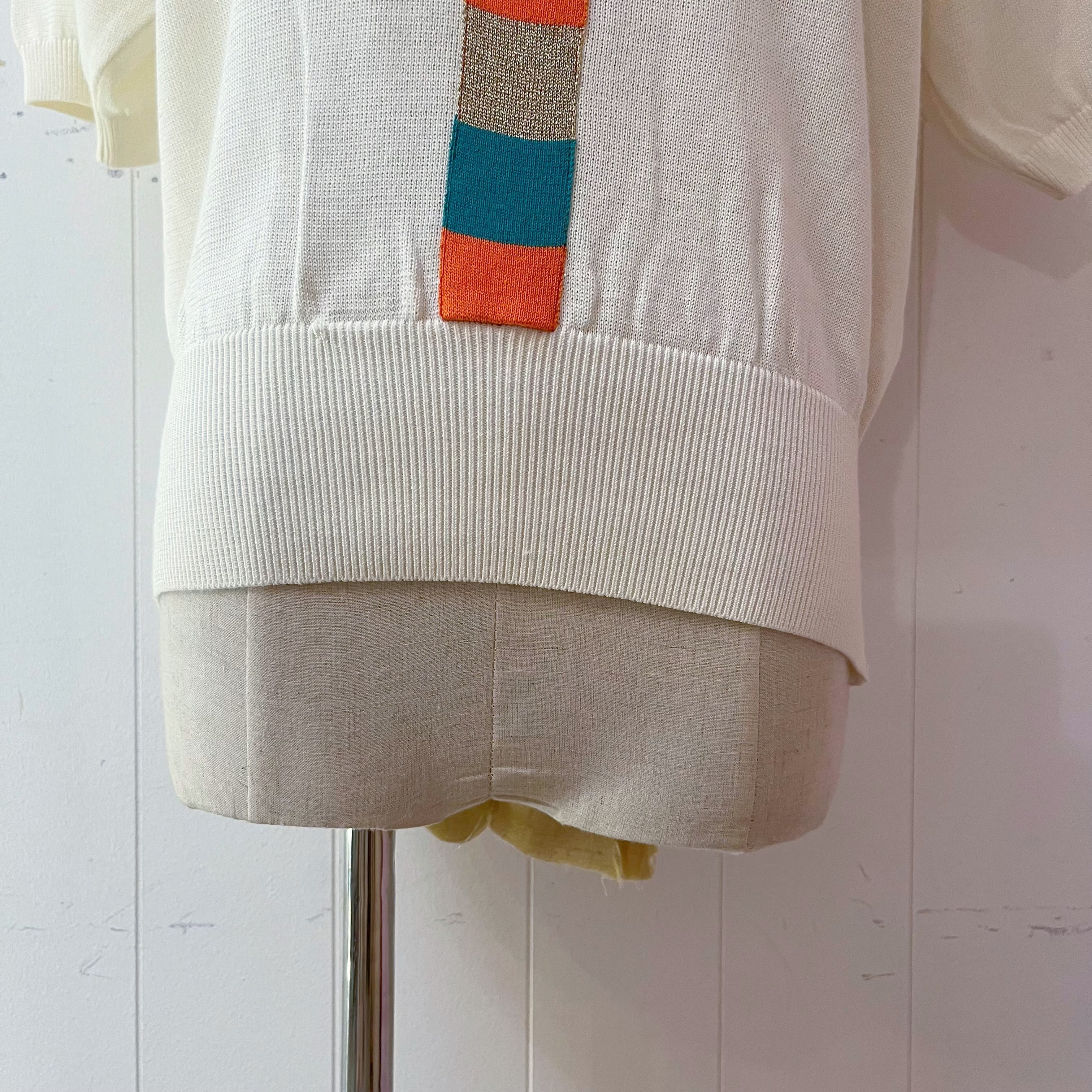 color block coin charm polo knit