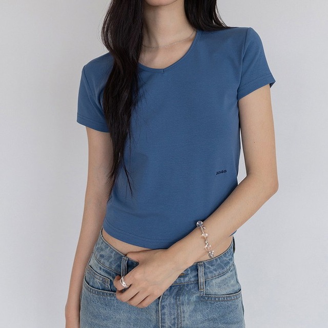 スリムフィットコットンクロップドTee 4color [am03757]
