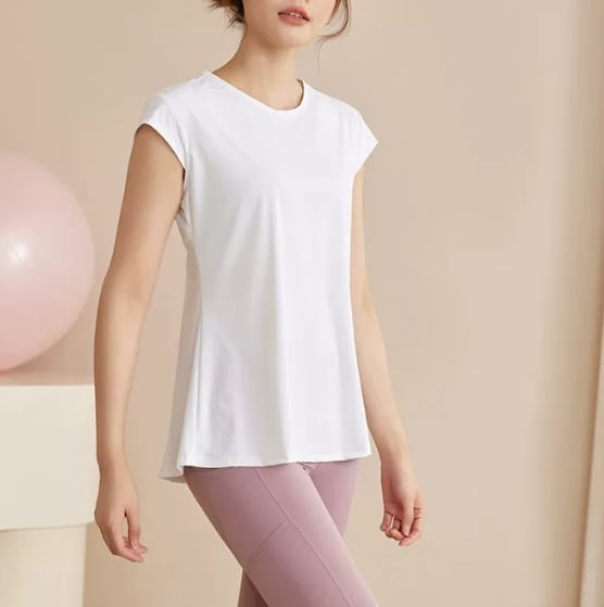 ウエストギャザー Aライン 半袖 Tシャツ 4カラー 00169