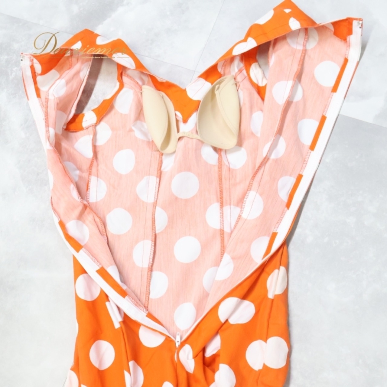 フラメンコ 衣装 ワンピース ドレス ボランテ フリル 水玉 ドット ダンス パーティ 発表会 オレンジ系 ホワイト系 スカート かわいい おしゃれ しっかりした生地 ボリューム感 踊り イベント衣装