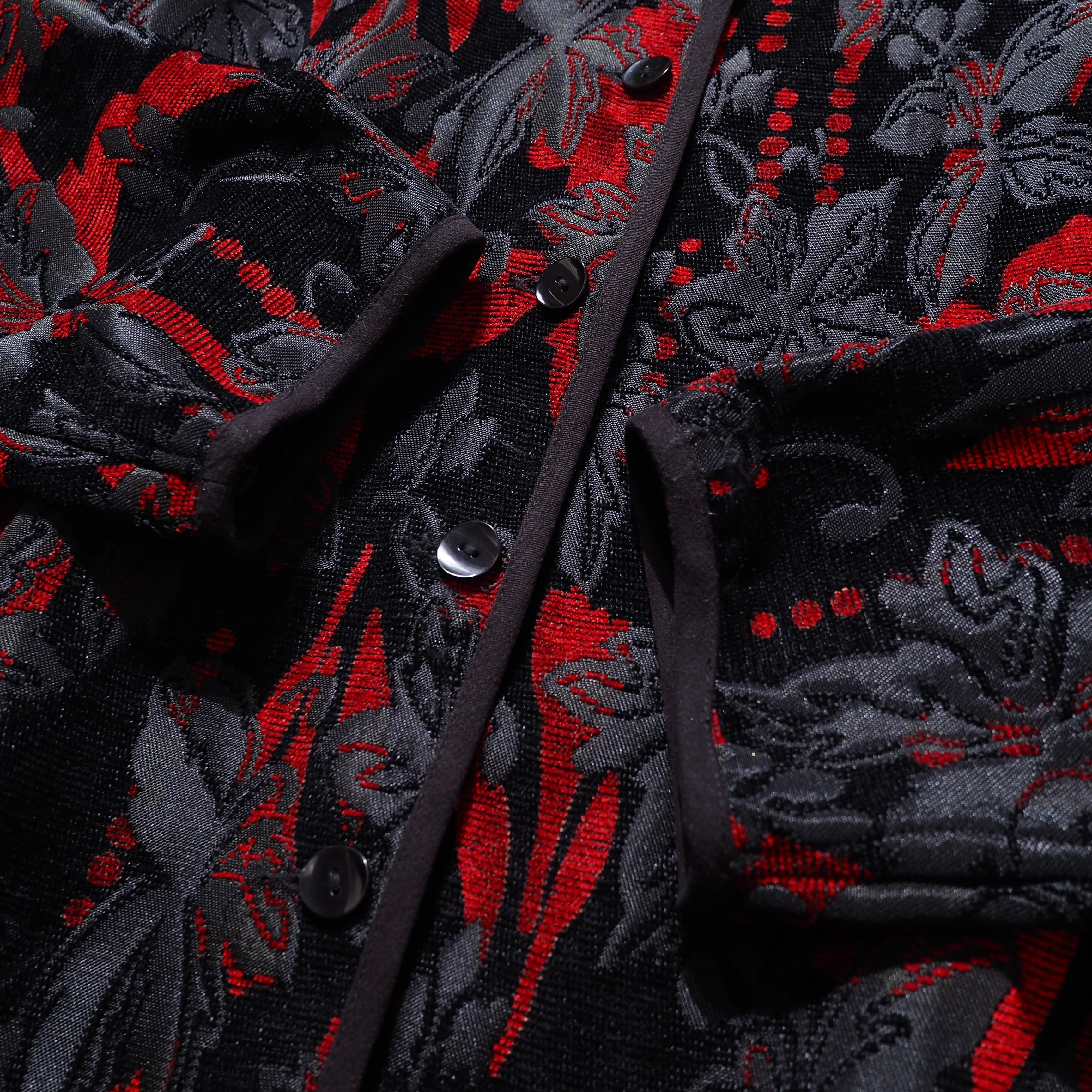 " 両面 - Reversible " Beautiful Flower Embbossed vintage Velours jacket