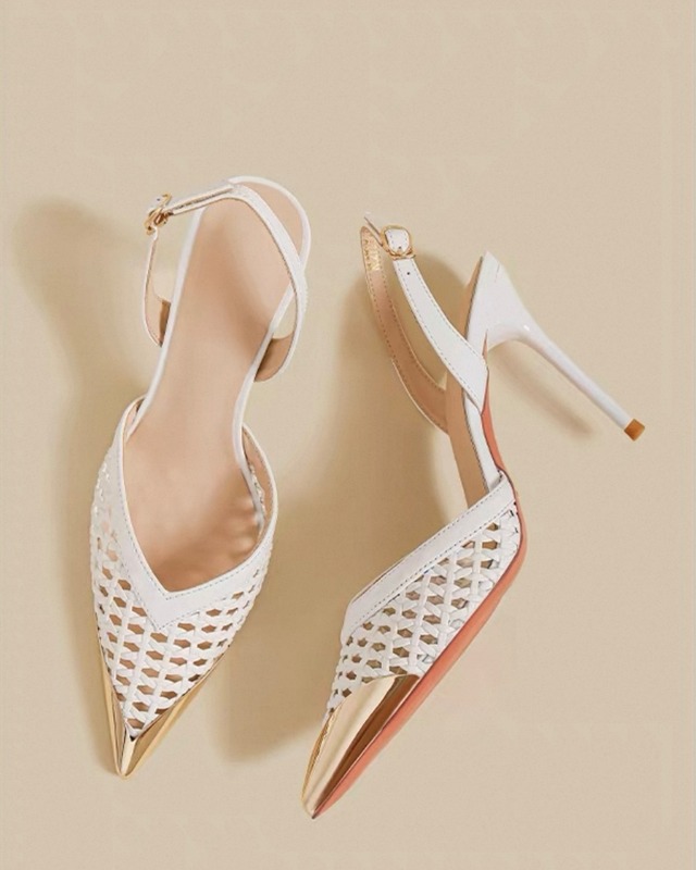 全4色/ゴールドトゥ メッシュスリングバックパンプス