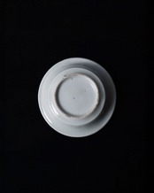 豆皿　白磁陰刻染付　人物図　２枚　/　明治期