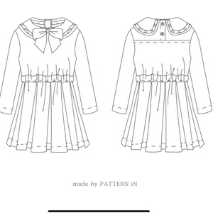 【予約】型紙のみ｜P1843 Dress｜90〜150サイズ｜商用利用OK