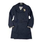 HANCOCK ハンコック カシミア×ウール スコットランド製 ゴム引き トレンチコート サイズ 38 /ネイビー