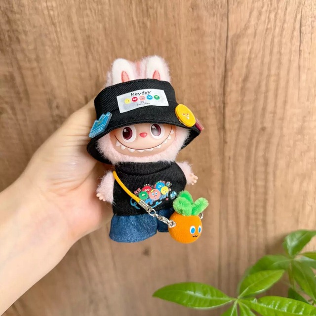 ラブブ コンサート応援コーデ♡斜めがけキャロット付き！labubu キャロットクロスバッグ仕様 10cmドール用 フルコーディネート