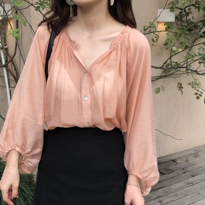 透け感 シースルー　トップス　Tシャツ　日焼け対策　韓国ファッション