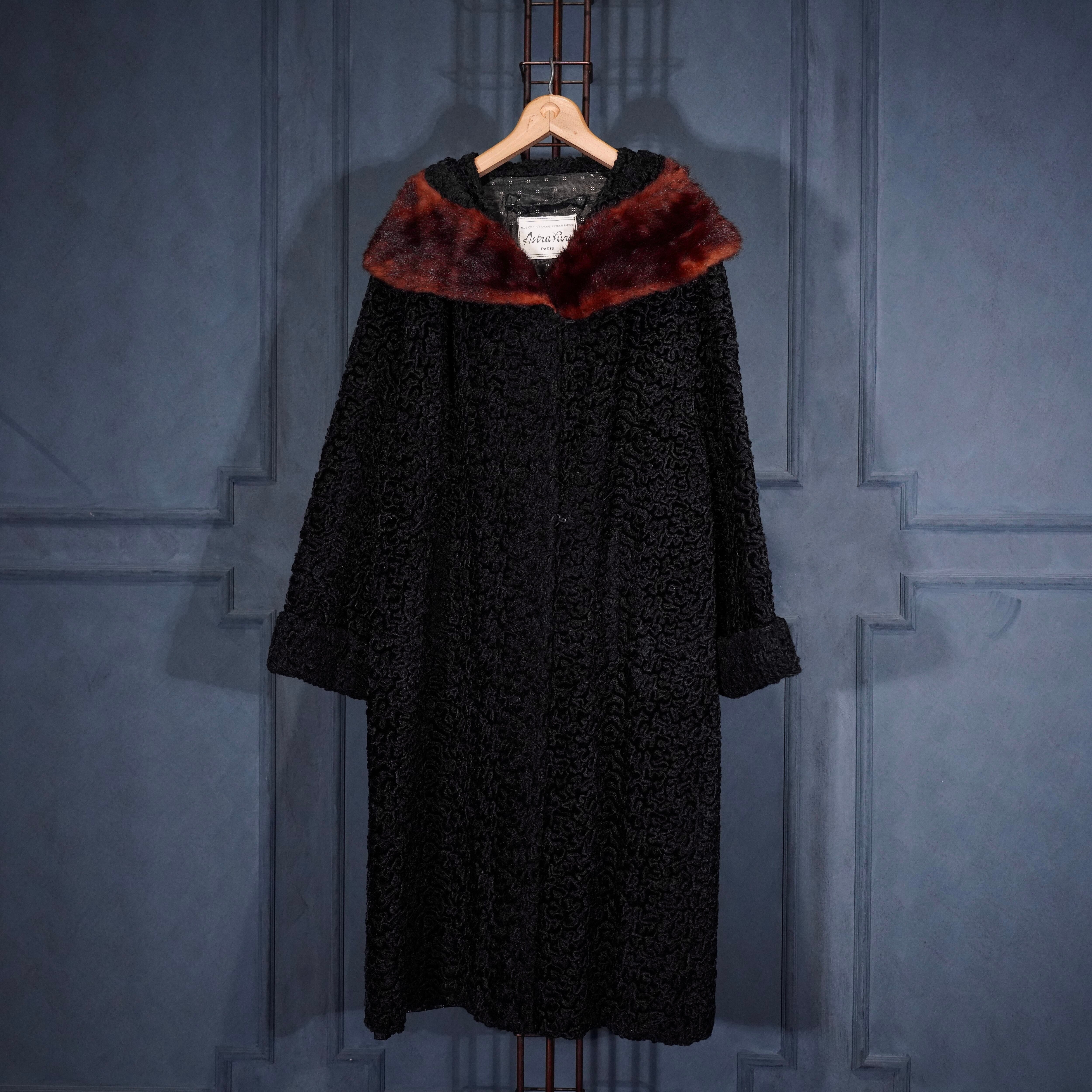 50's〜EU VINTAGE Astra Furs PARIS FUR DESIGN ASTRAKHAN COAT/50年代