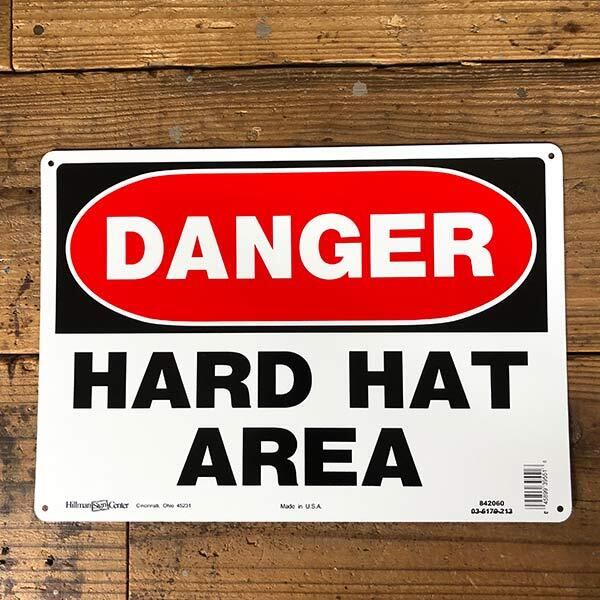 HILLMAN社 アルミサインボード ヘルメット着用区画 HARD HAT AREA 看板 made in USA