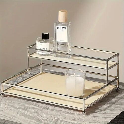 小物 収納 ラック 化粧品収納 2層 収納棚 メイクアップオーガナイザー アクセサリー 玄関 おしゃれ 北欧