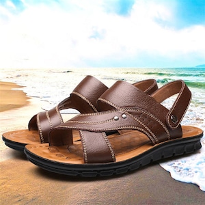 サンダル レザーサンダル  3色 23.5-27㎝ メンズ 革靴 夏用 おしゃれ 歩きやすい 軽量 23zm235