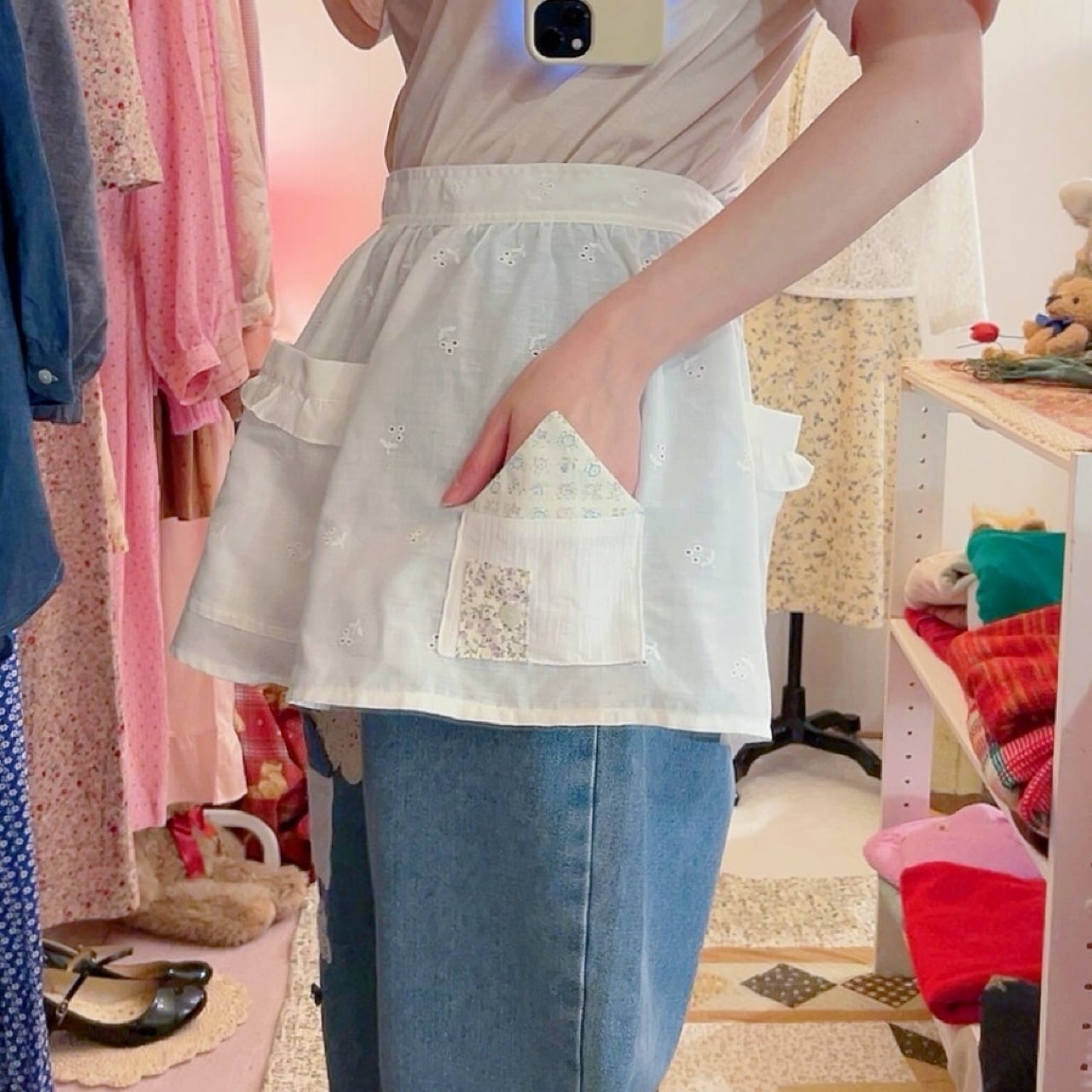 remake ✂︎ dwarf's house apron denim pants