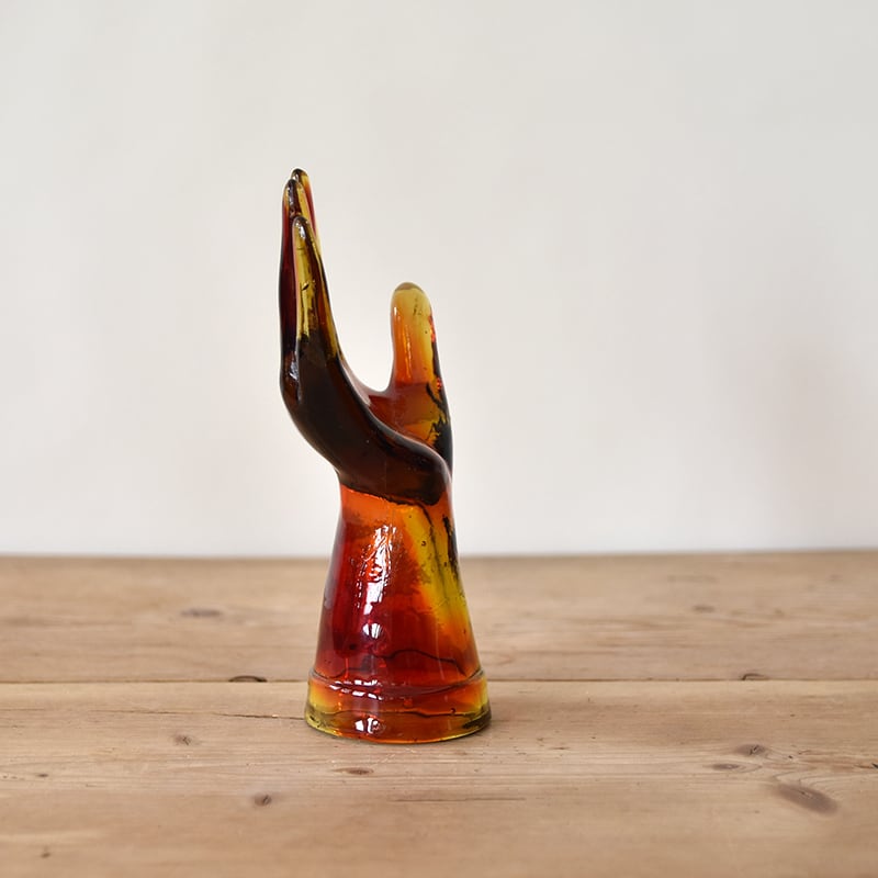 ガラス製のハンドオブジェ ミッドセンチュリー ポストモダン ヴィンテージ Glass Hand Object / ガラス ハンド オブジェ / 2009BNS-012 | BANSE