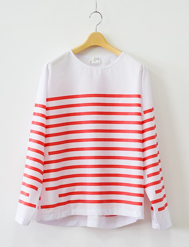 aulico : LONG SLEEVE BORDER TEE SHIRT / RED