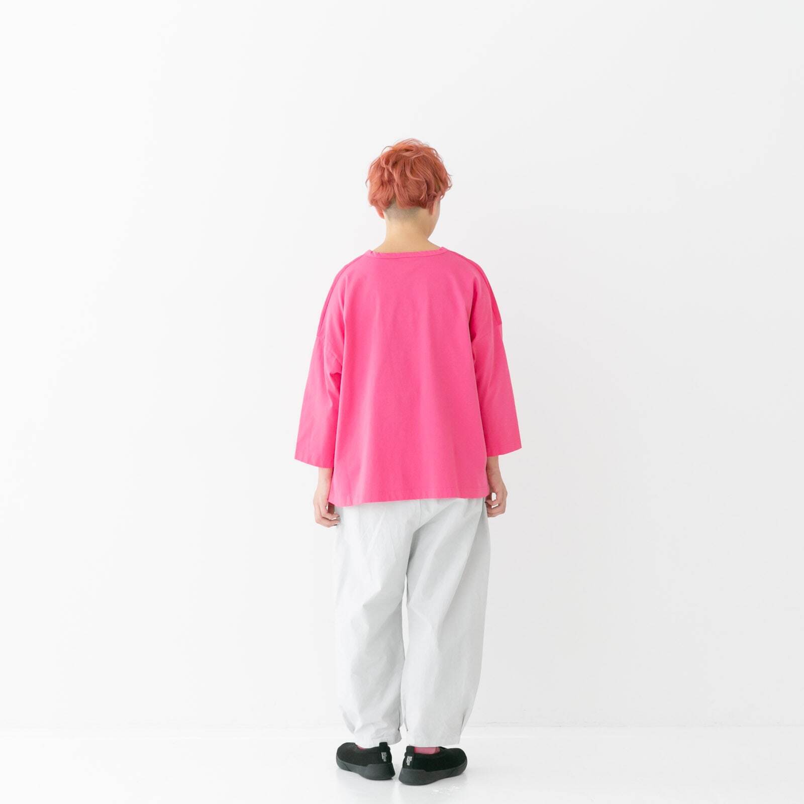 プリット prit 47/2サイロプレミアム天竺×50/1ブロード 切替7分袖ビッグプルオーバー(P91534)全5色