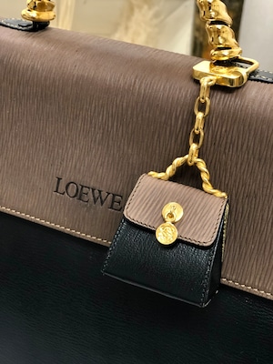 LOEWE　ロエベ　ベラスケス　アナグラム　スエード×レザー　チャーム　ポーチ　キーホルダー　ブラック×ブラウン　ヴィンテージ　vintage　オールド　v7w53z