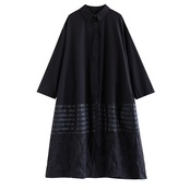 ストライプ切替 ロング シャツワンピース  00106