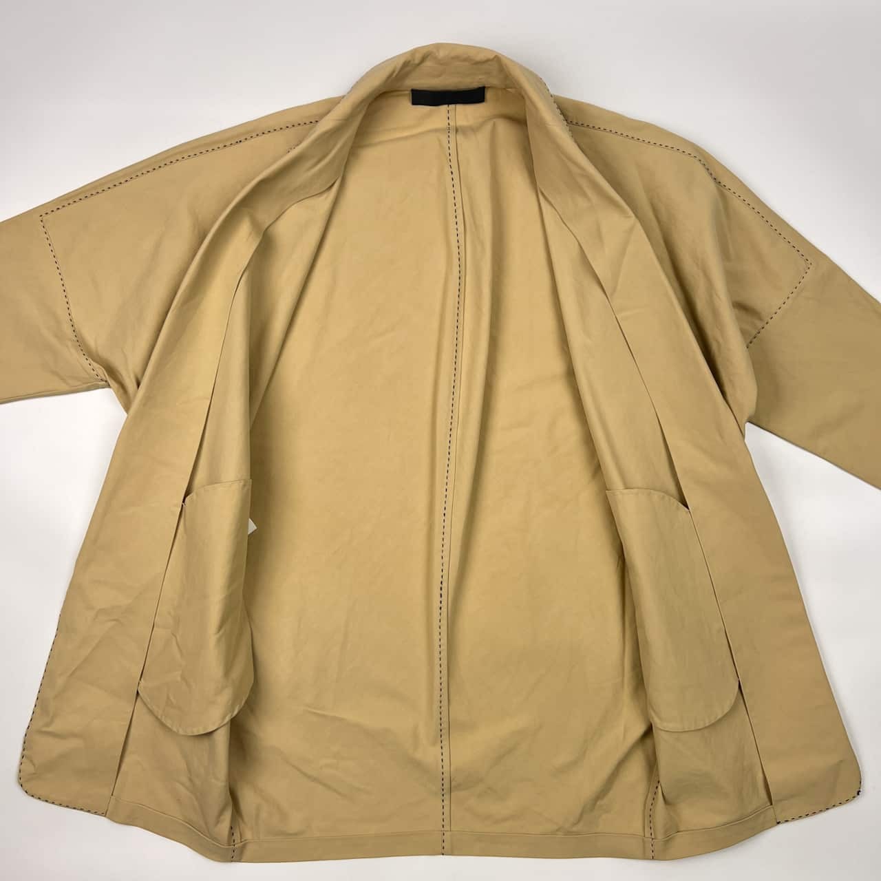 USA製 DONNA KARAN ダナキャラン ステッチ デザイン 羽織 ジャケット/ベージュ レディース