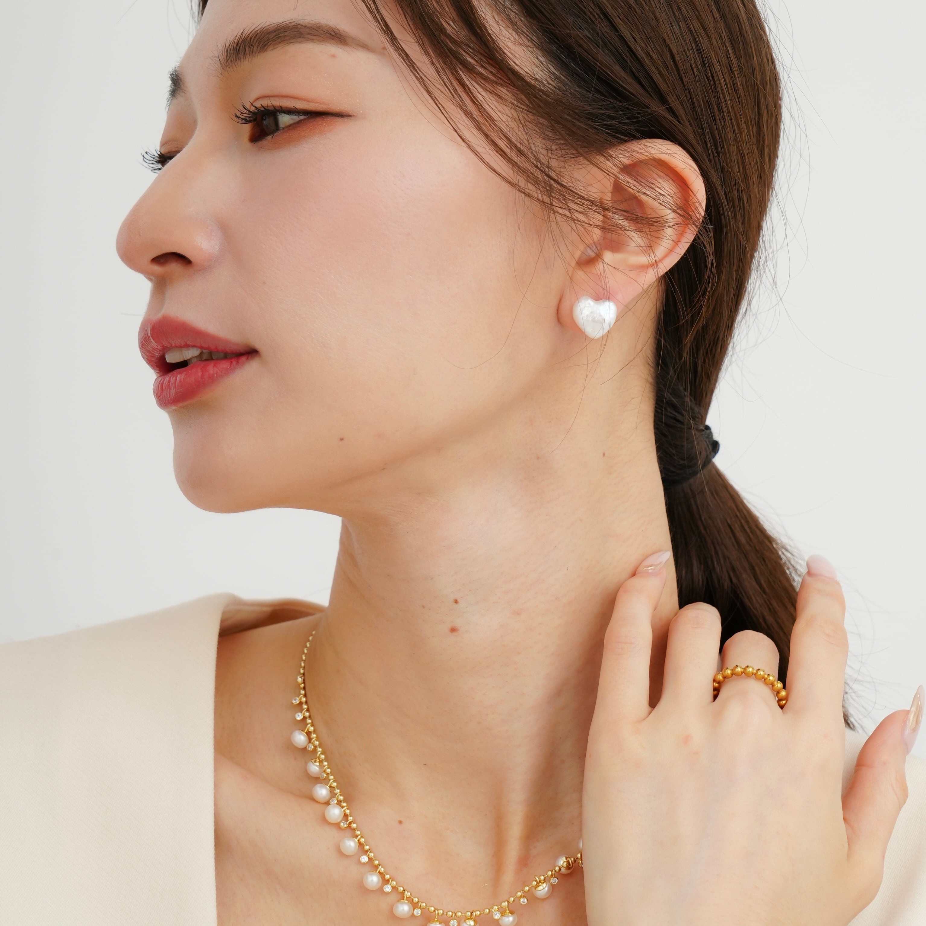 淡水Pearlハートピアス | BIJOUX+RAVI 【ビジュープラスラヴィ