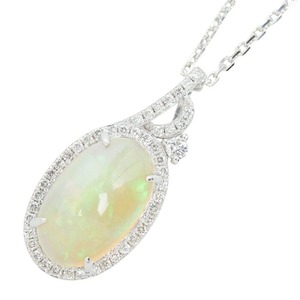 Pt950 プラチナ オパール オパール3.35ct ダイヤ0.29ct ペンダント ネックレス レディース 【中古】