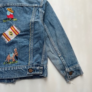 ＜VINTAGE＞Kids Embroidery Denim Jacket 7~8Y相当 (2610JK13)｜キッズ  ホースエンブロイダリー ヴィンテージ デニムジャケット