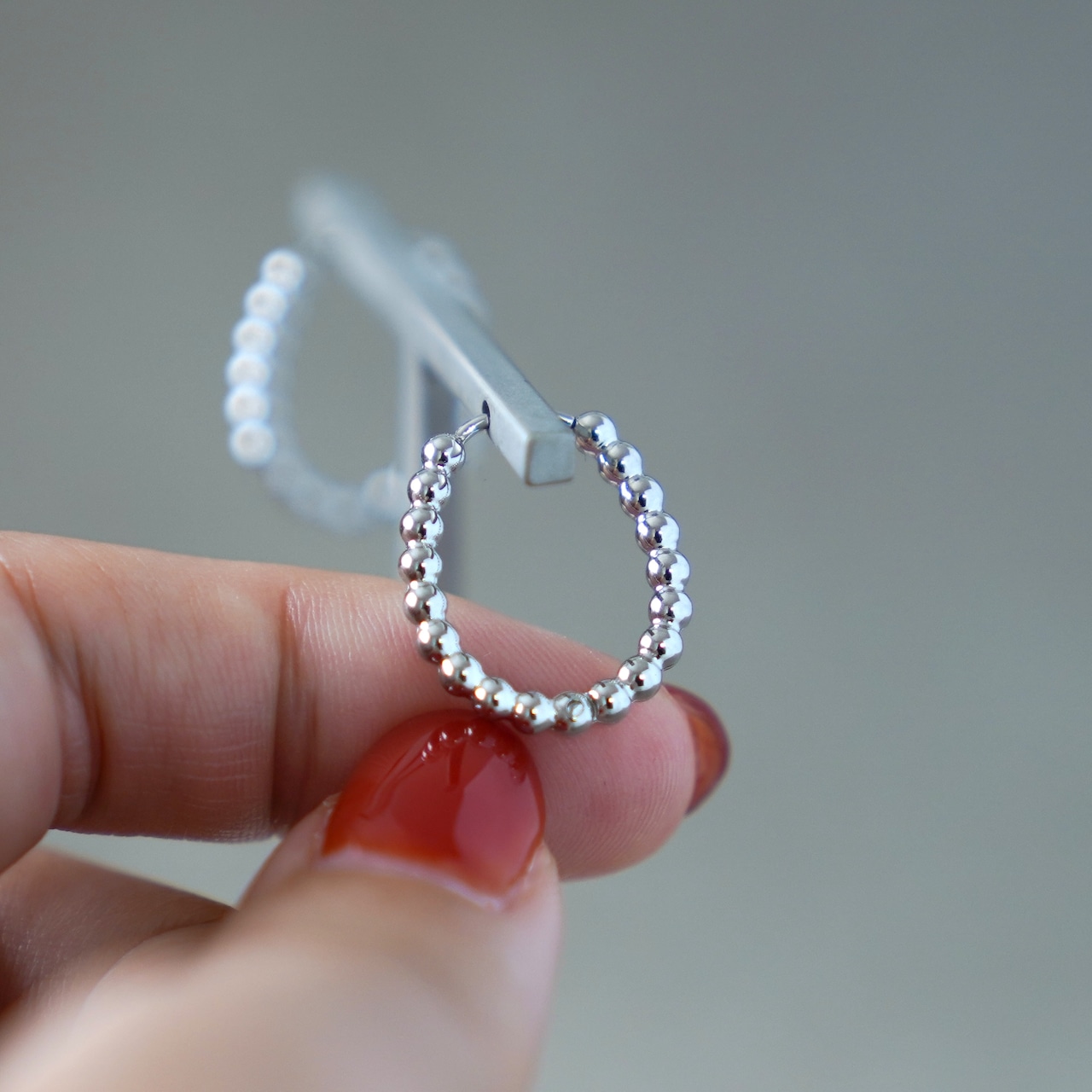 ワンタッチピアス オーバルボール サージカルステンレス SUS304