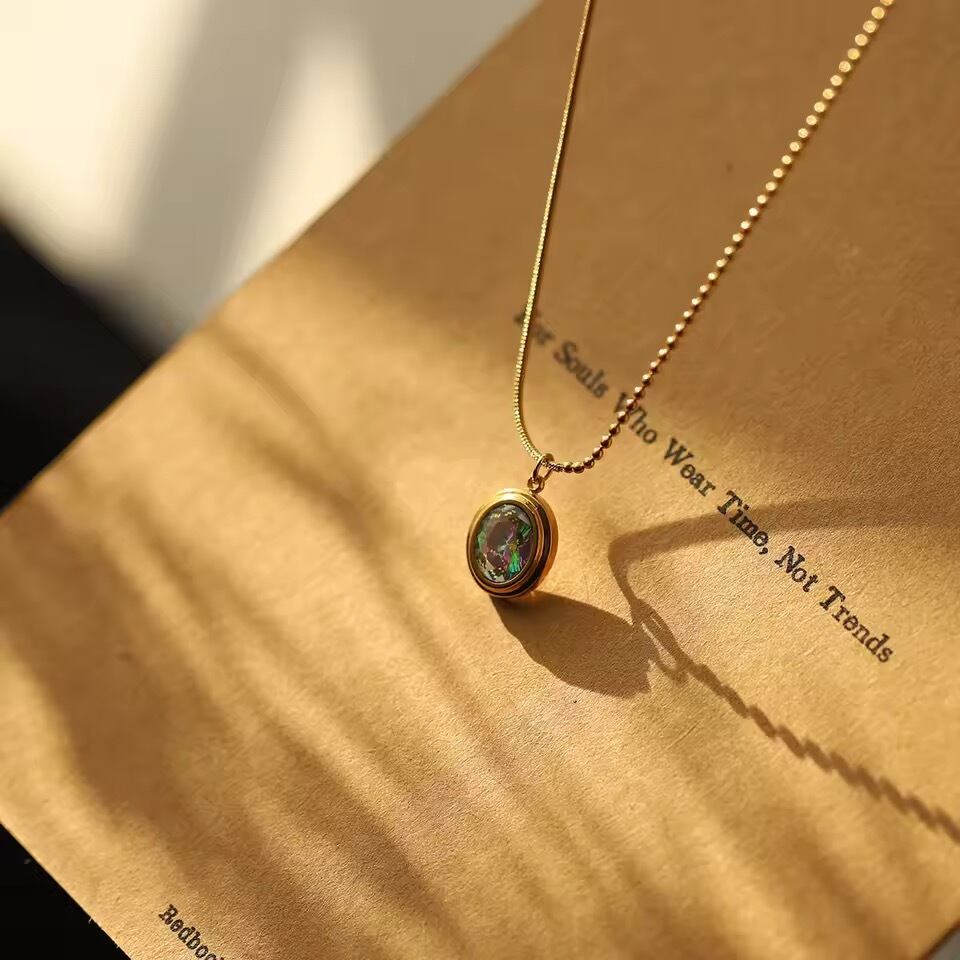 ミッドナイトブルー オーバルネックレス(01036)