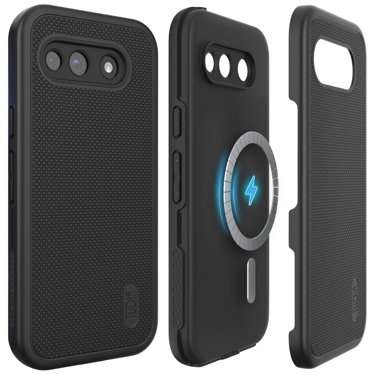 「MagSafe対応・落下保護」TUDIA for Google Pixel 10a 用 ケース 2026年モデル、「MergeGrip」二層構造防御 耐衝撃 スリム ヘビーデューティー保護ケースカバー - ブラック