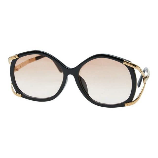 ディオール CDロゴ サングラス 265A ブラック ゴールド プラスチック ゴールド レディース Dior 【中古】