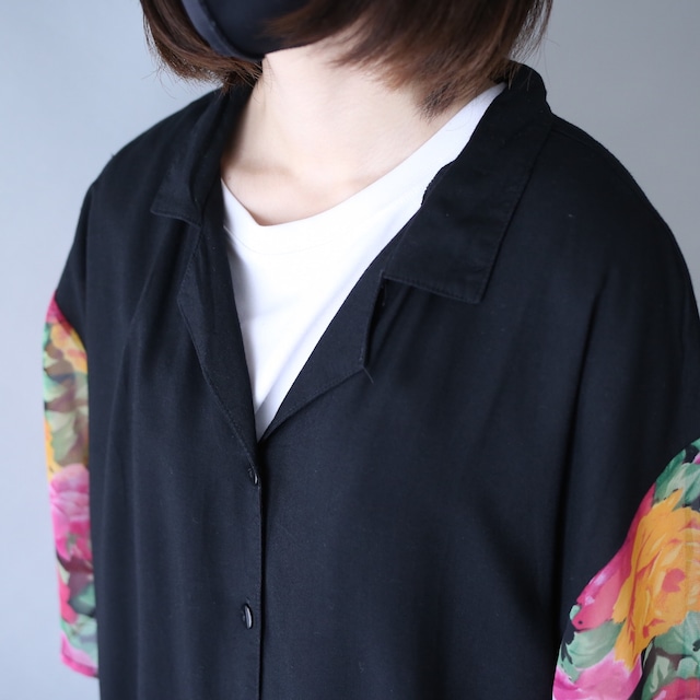 flower pattern sheer fabric sleeve design mode design shirt