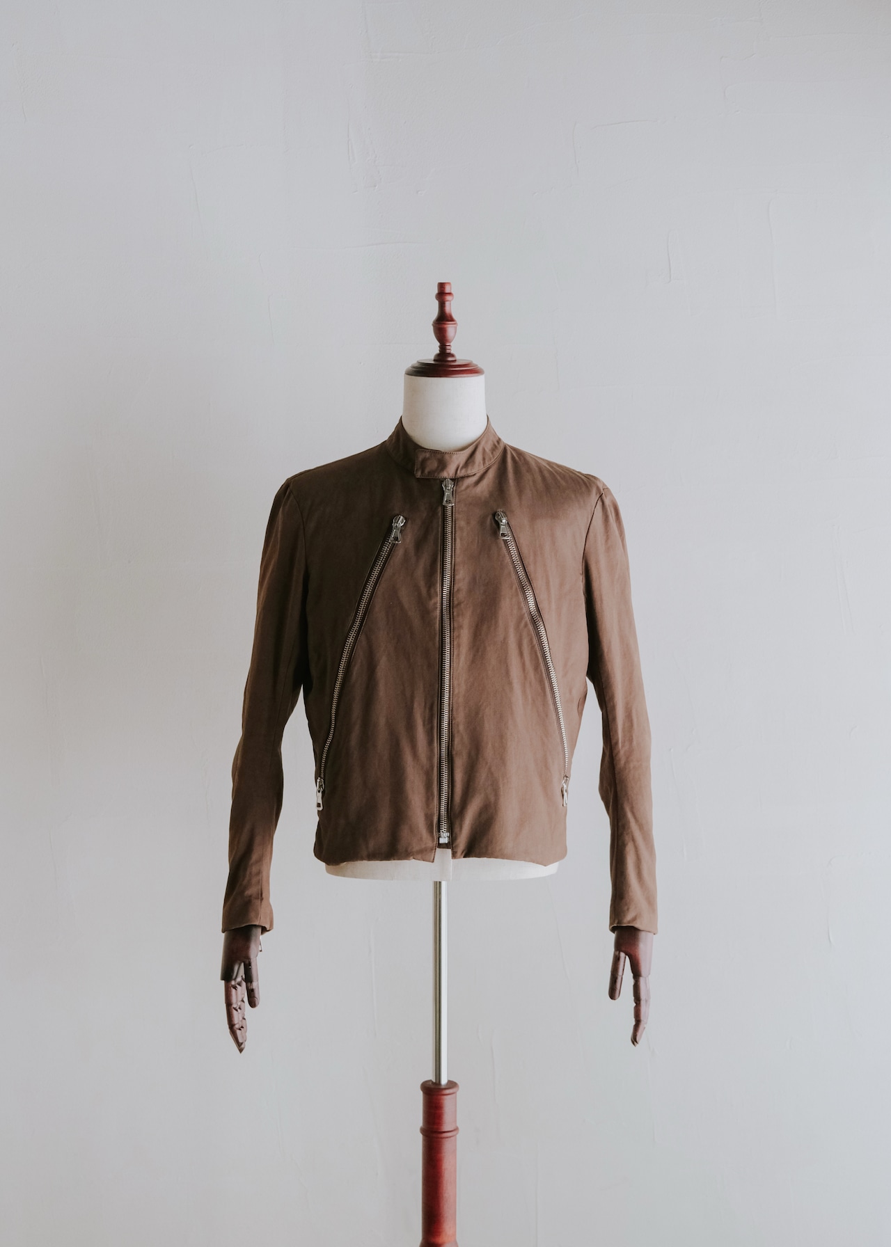 Martin Margiela 03SS coated cotton 5 zip riders jacket