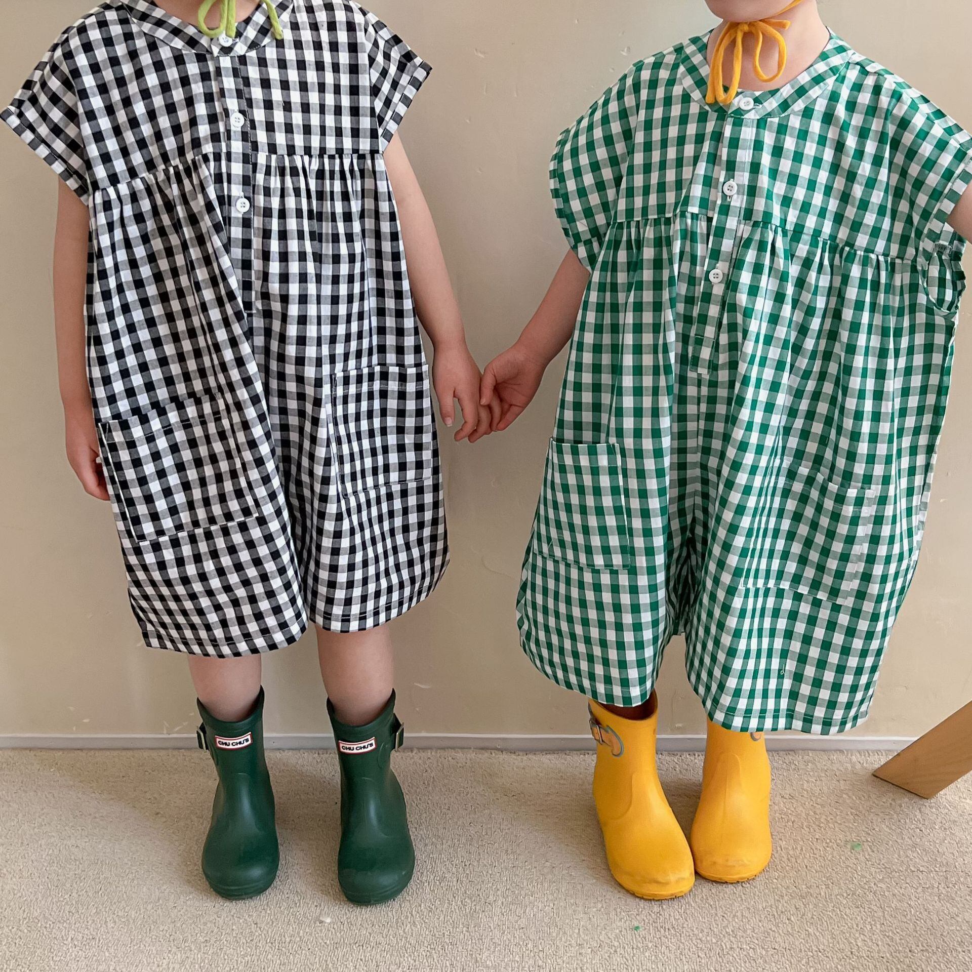 Baby Kid 春新作チェック柄ルーズオールインワン 韓国子供服通販 Baker