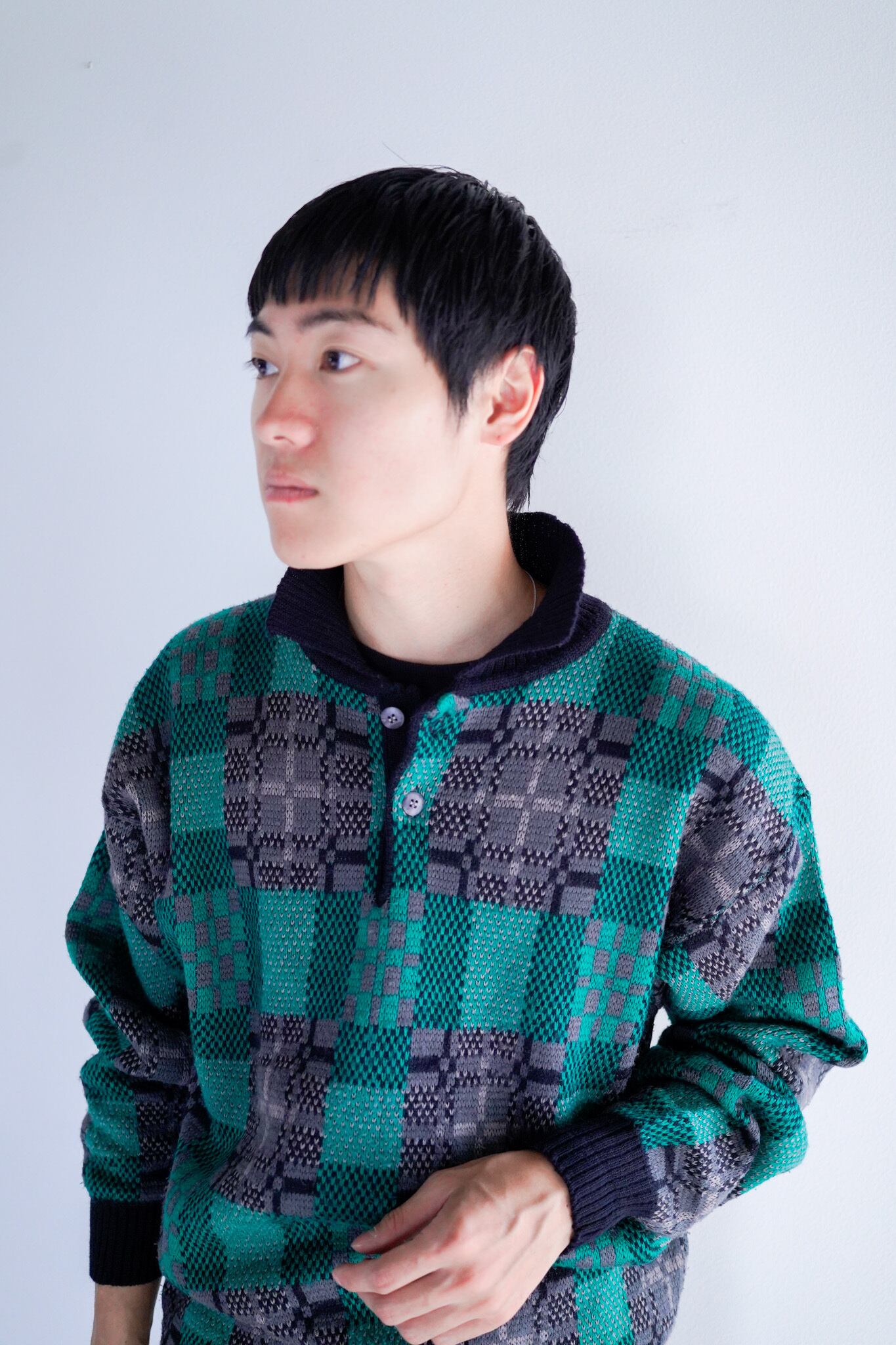 【1980s】"Germany, Polo Style" Europe Knitting Sweater / 5-235