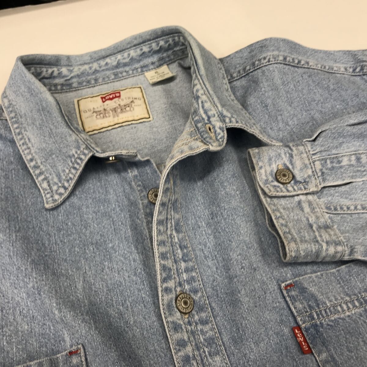 LEVI'S リーバイス 90年代 長袖 デニムワークシャツ 無地 メンズXXL