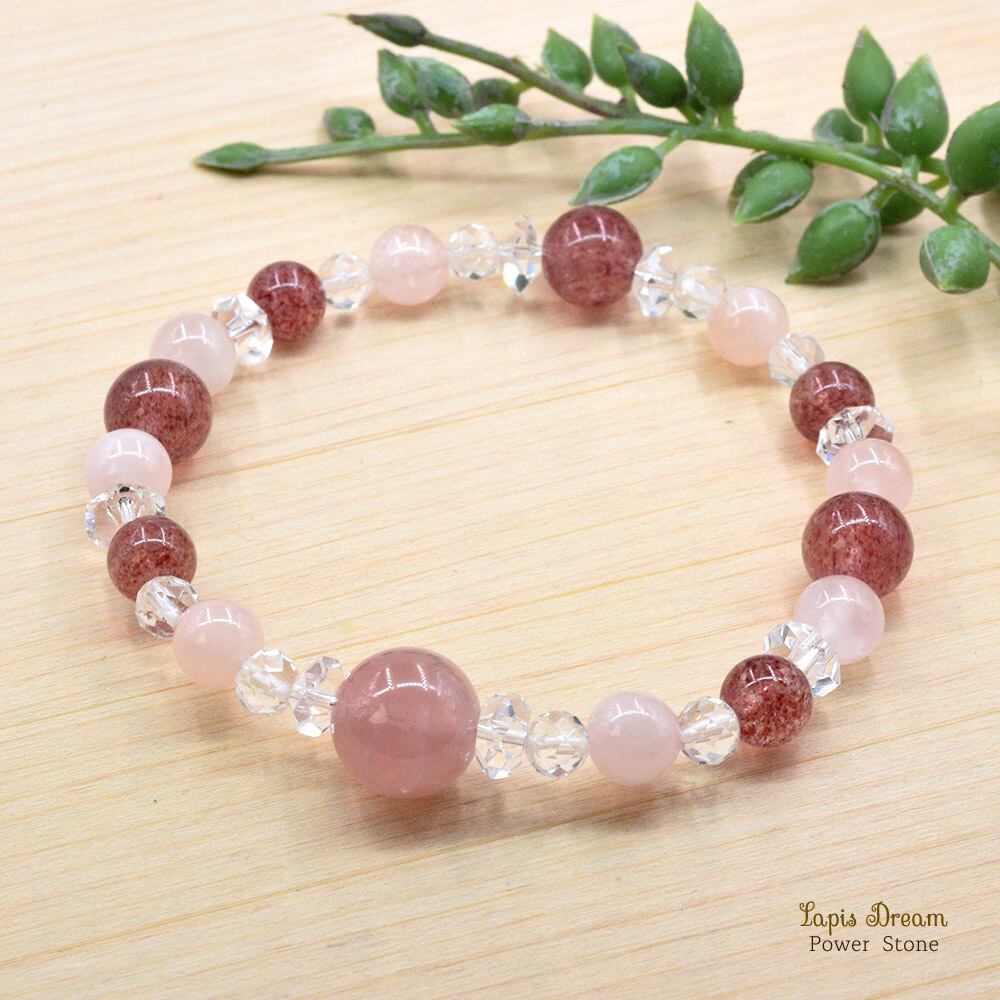 愛されたい心に、そっと寄り添うお守り | ディープローズクォーツ、ピンクエピドートのパワーストーン ブレスレット