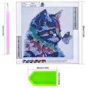 5dダイヤモンドアート 猫と蝶 5Ｄ ダイヤモンド塗装 モザイクアート ダイヤモンドペインティング キット ビーズ絵画 全面貼り付けタイプ ビーズアート モザイクビーズ 芸術品 装飾 DIY 手芸 キット 30x30cm