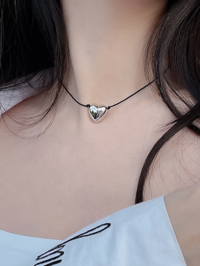 Metallic heart choker｜S size