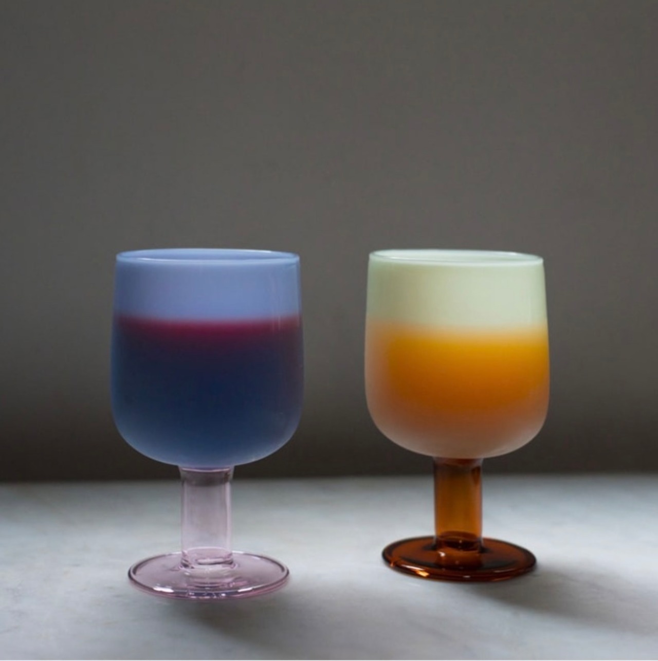 TWO TONE WINE GLASS グリーン×アンバー