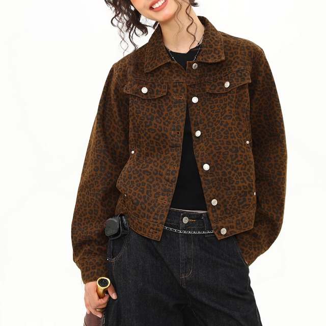 leopard print cropped jacket　レオパードクロップドジャケット　J1540