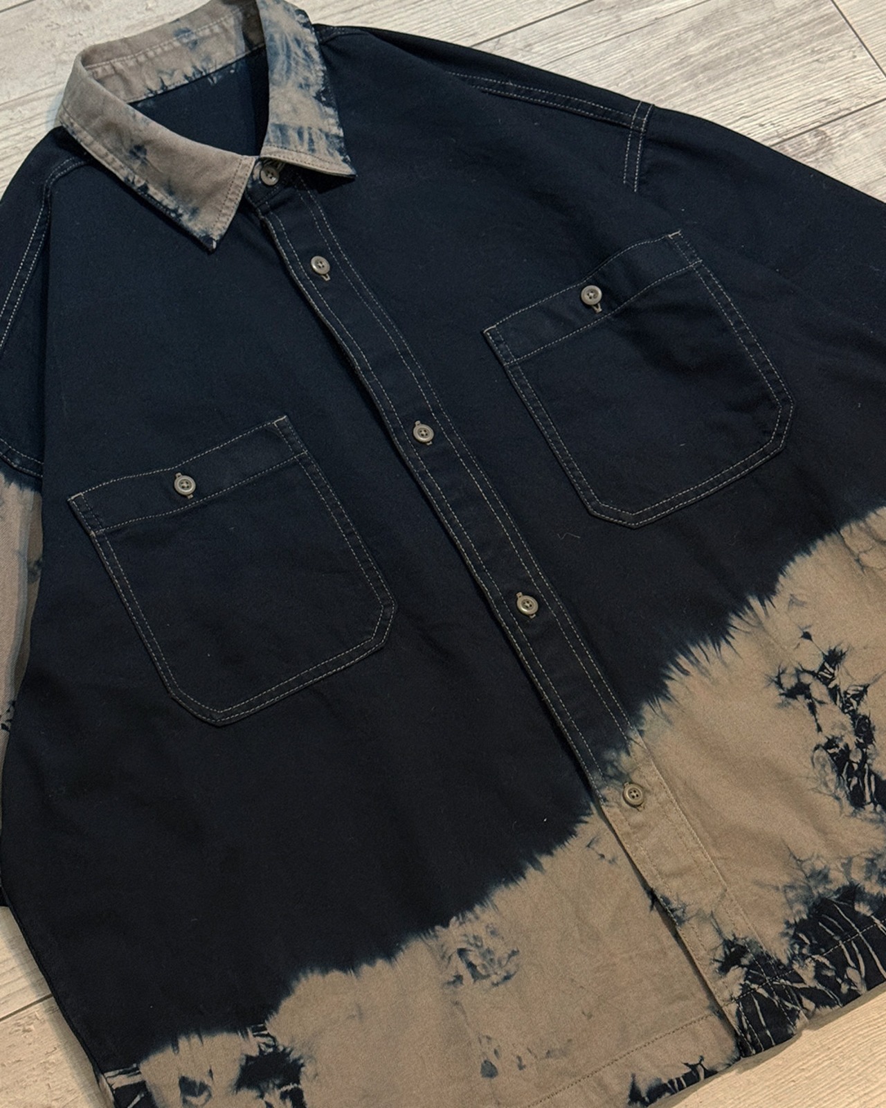 【数量限定販売】黒染めツイルワークシャツ　ツチノコ