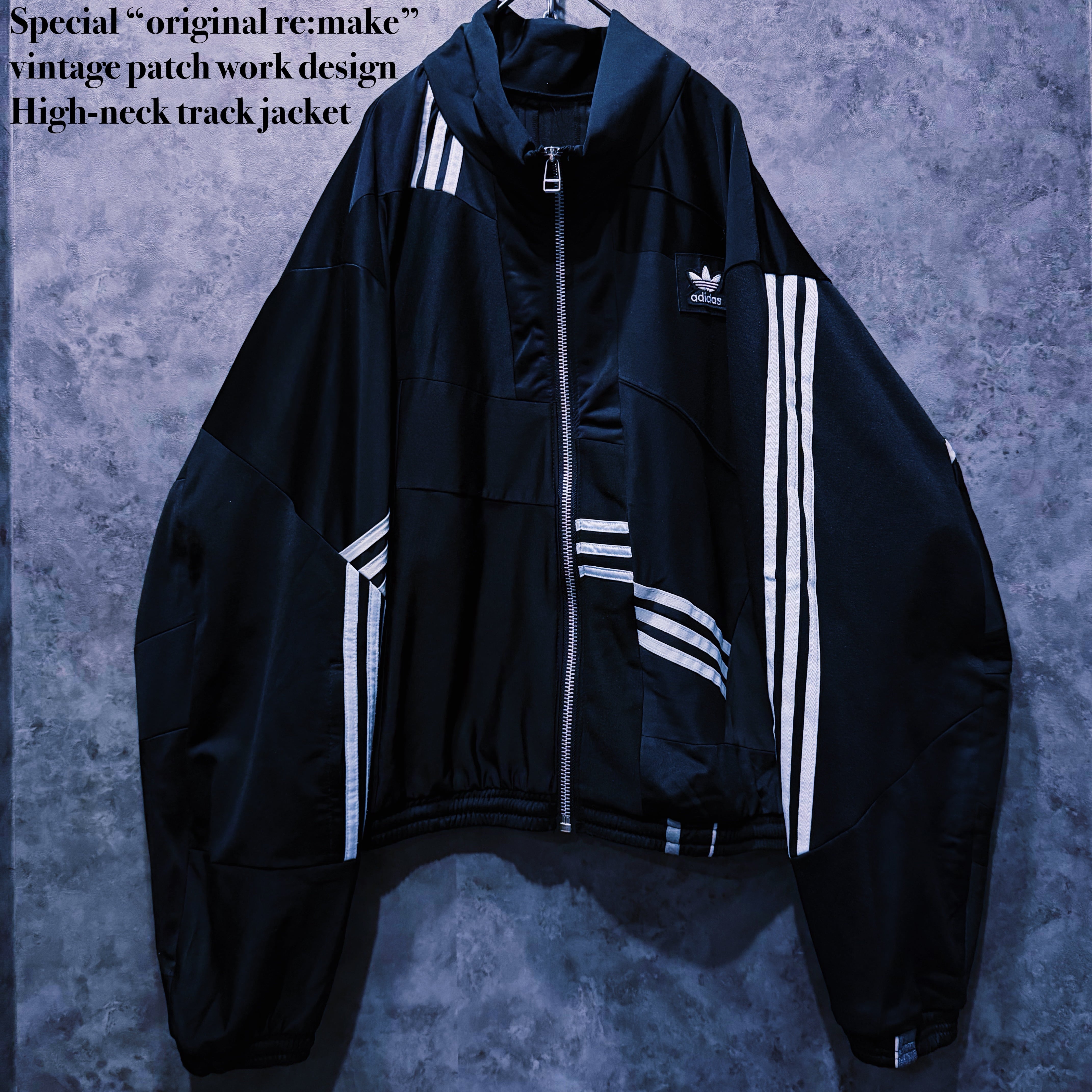 【doppio】Special “original re:make” vintage patch work design High-neck track jacket