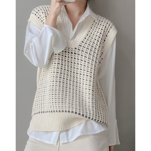 block design knit vest N10641